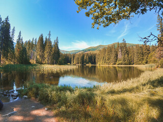 View of Vrbicke pleso in the village Demanovska dolina in the resort Jasna in Slovakia © Peter