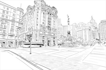 Sao paulo. Brazil. South America.  Hand drawn city sketch. Vector illustration.