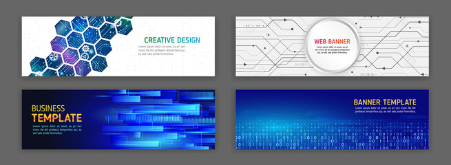 Abstract web design banner. Modern graphic template for websites. High tech futuristic technology background.