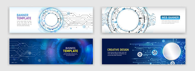Abstract web design banner. Modern graphic template for websites. High tech futuristic technology background.