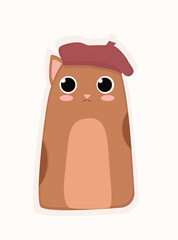 cute autumn doodle cat in a hat