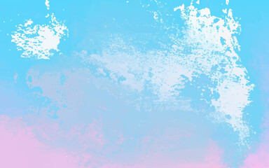 Wet ink effect sky blue color watercolor background. Grunge aquarelle painted paper textured canvas for vintage design, invitation card, template.