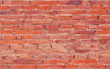 Naklejka premium Background of old red grunge brick wall texture. high quality details
