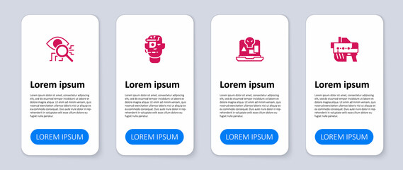 Set Futuristic weapon, Internet piracy, Smart glasses spectacles and Eye scan. Business infographic template. Vector