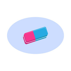 Eraser isolated illustration. Eraser flat icon on white background. Eraser clipart.