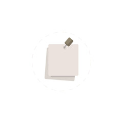 note paper with pushbutton isolated illustration. note paper with pushbutton flat icon on white background. note paper with pushbutton clipart.