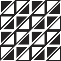 Half tile pattern. Black and white half tiles. Vector.
