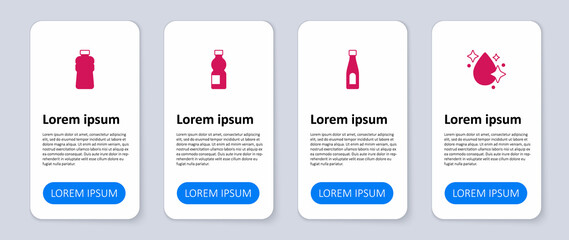 Set Water drop, Bottle of water, and . Business infographic template. Vector