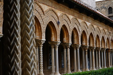 Monreale Cathedral cloister view, Palermo, Sicily, Italy