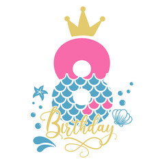 Mermaid Birthday Number 8 Monogram design Mermaid  eight 