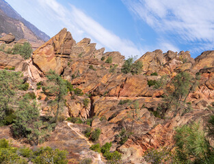 Pinnacles National Park, summer hike, beautiful rocks and landscape views of the valley