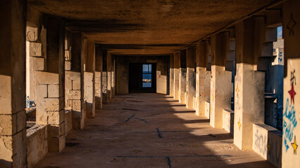 corridor in the abandoned hotel in Marsaskala