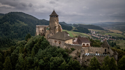 Fototapeta premium Aerial view of the castle in Stara Lubovna, Slovakia