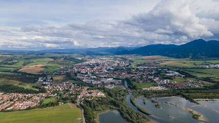 Fototapeta na wymiar Aerial view of the town of Liptovsky Mikulas in Slovakia