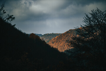 Landscape of a mountain peeks in the autumn