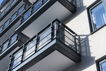 White concrete walls with balconies