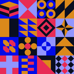 simple funky colorful geometric pattern design. fun seamless illustration for backgrounds and wallpaper. flat shapes composition pattern.