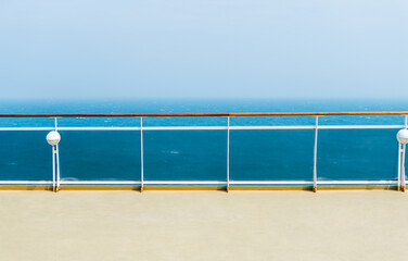 Deck of luxury cruise ship and blue sky
