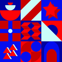 simple funky colorful geometric pattern design. fun seamless illustration for backgrounds and wallpaper. flat shapes composition pattern.