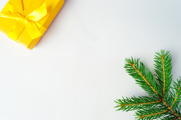 Background with a copy of the ad space, top view.The concept of New Year and Christmas