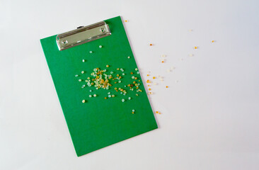 writing tablet with amber beads, a place to copy