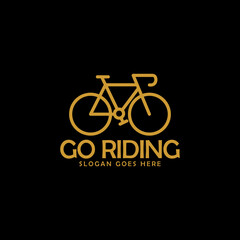 Gold riding bicycle logo design template