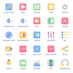 Multimedia Collection icon pack for your website design, logo, app, UI. Multimedia Collection icon flat design. Vector graphics illustration and editable stroke.