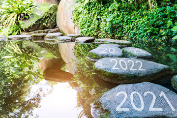 Number  2021 to 2024 on stepping stones