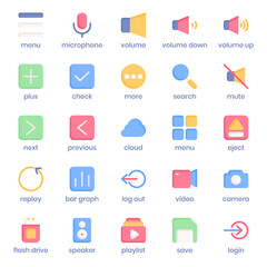 Multimedia Collection icon pack for your website design, logo, app, UI. Multimedia Collection icon flat design. Vector graphics illustration and editable stroke.