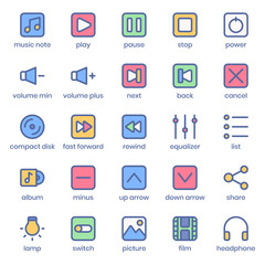 Fototapeta premium Multimedia Collection icon pack for your website design, logo, app, UI. Multimedia Collection icon lineal color design. Vector graphics illustration and editable stroke.