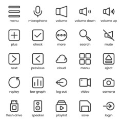 Multimedia Collection icon pack for your website design, logo, app, UI. Multimedia Collection icon outline design. Vector graphics illustration and editable stroke.