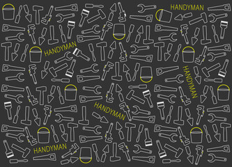 Set of banners with working tools pattern for home repair, handyman, building, construction, renovation. Сoncept illustration set, for banner, landing page, mobile app. EPS10.