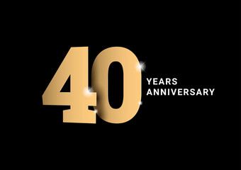 Anniversary 40. gold 3d numbers. Poster template for Celebrating 40th anniversary event party.