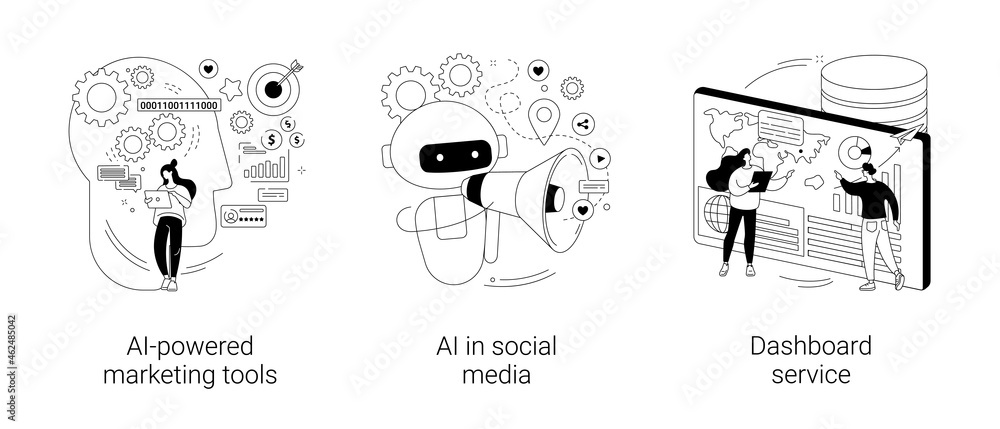 Poster artificial intelligence for business abstract concept vector illustrations.