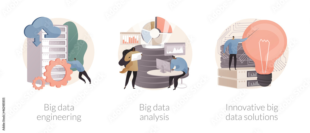 Poster database technology abstract concept vector illustrations.
