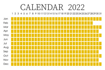 2022 calendar planner. Corporate design week. Isolated on white background. Moon calendar. Place for stickers