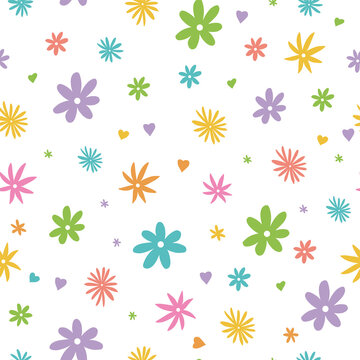 pattern seamless simple flowers pastel colors childrens print