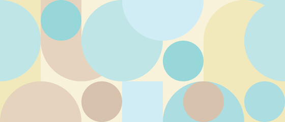 Trendy vector abstract geometric background with circles in retro scandinavian style. Graphic pattern of simple shapes in pastel colors, abstract mosaic.