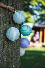 Lampiony zawieszone na drzewie © Katarzyna