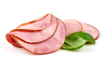 Smoked pork ham, isolated on white background.