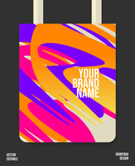 Tote bag with creative shape, isolated with background, print design for home industry shopping bag. Vector