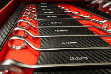 a set of professional wrenches in lodgments, end heads, ratchet wrench, torx, auto repair, auto and...