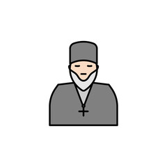 priest line illustration colored icon. Signs and symbols can be used for web, logo, mobile app, UI, UX