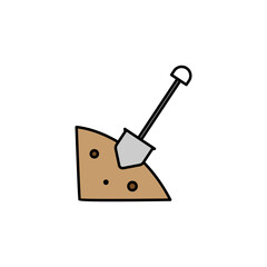 shovel line illustration colored icon. Signs and symbols can be used for web, logo, mobile app, UI, UX