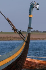 Bow of the Ladby viking  ship with dragon head, longship, viking ships	