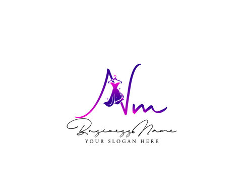 Letter NM Logo, Fashion nm n m Monogram Initial Based Vector Icon For Clothing, Apparel Fashion Shop