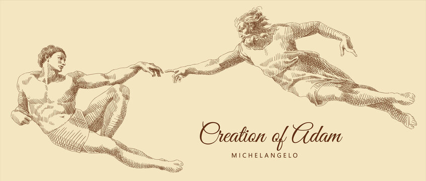 Creation of Adam Hands Line Drawing Michelangelo SVG PNG - Etsy Finland
