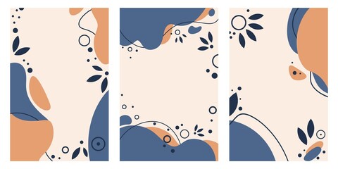 A set of abstract backgrounds with geometric shapes. Hand drawn doodle