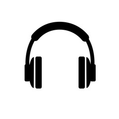 Fototapeta na wymiar Headphones, black icon. Isolated on white background vector illustration