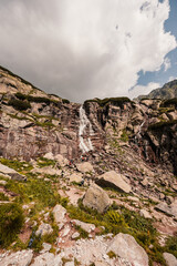Mountain valley with waterfall Skok. High Tatras national park , Mlynicka dolina, Slovakia landscape. © Zedspider